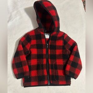 Red and Black Plaid Hooded Jacket